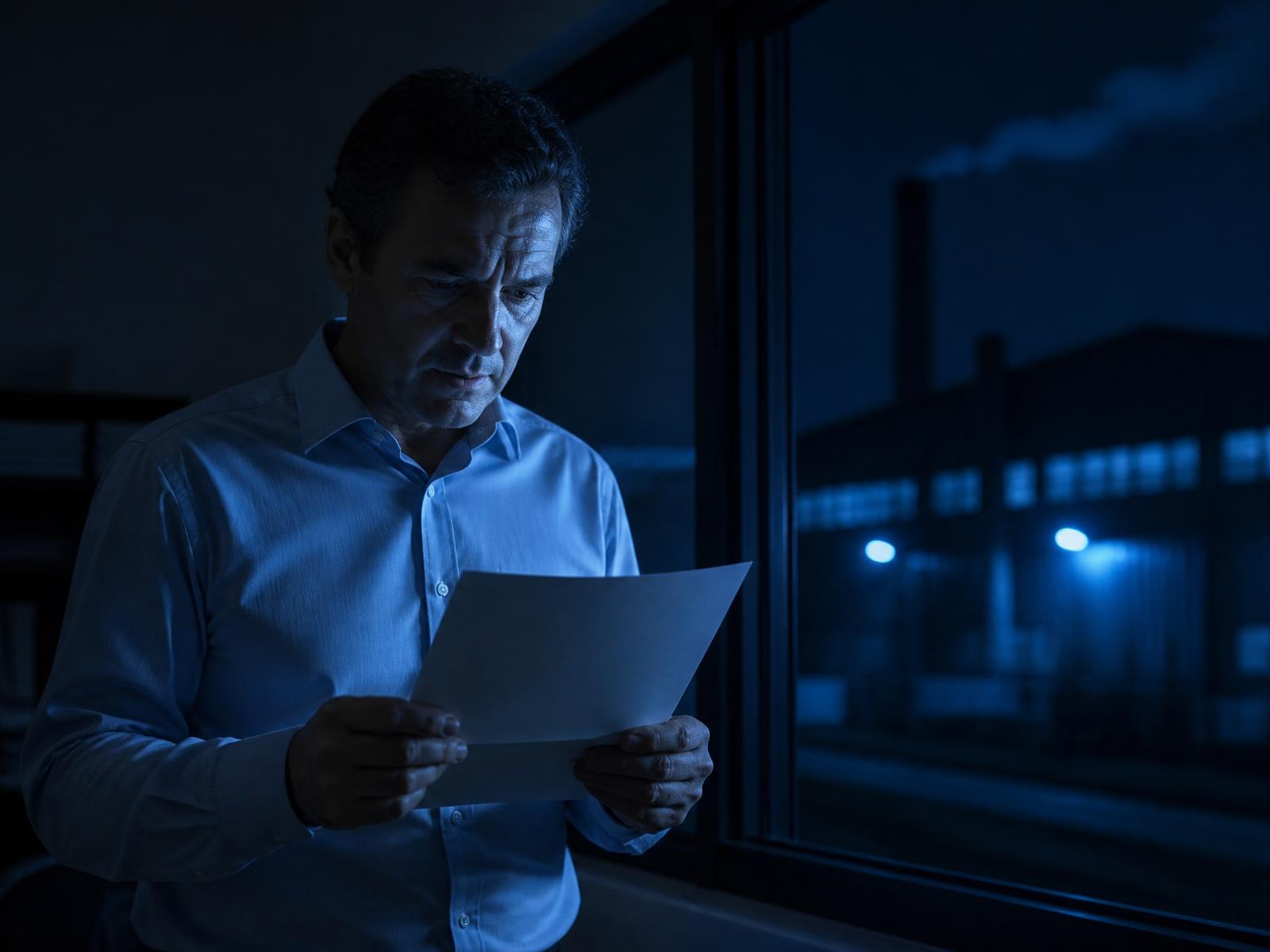 Imprenditore che controlla una bolletta energetica nella propria azienda